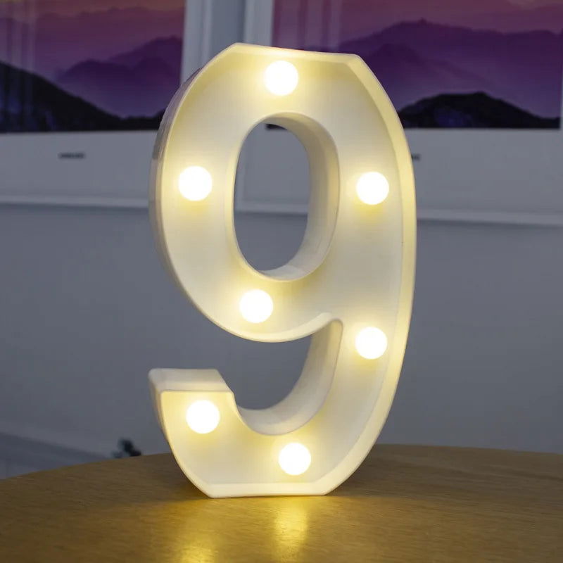 Alphabet Letter LED Lights Luminous Number Lamp Decor  Battery Night Light for home Wedding Birthday Christmas party Decoration - Slobuy