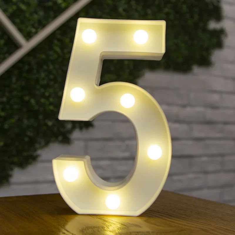 Alphabet Letter LED Lights Luminous Number Lamp Decor  Battery Night Light for home Wedding Birthday Christmas party Decoration - Slobuy