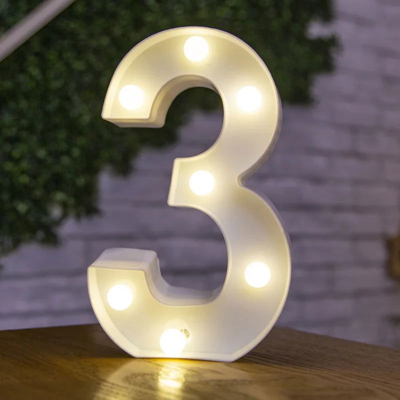 Alphabet Letter LED Lights Luminous Number Lamp Decor  Battery Night Light for home Wedding Birthday Christmas party Decoration - Slobuy