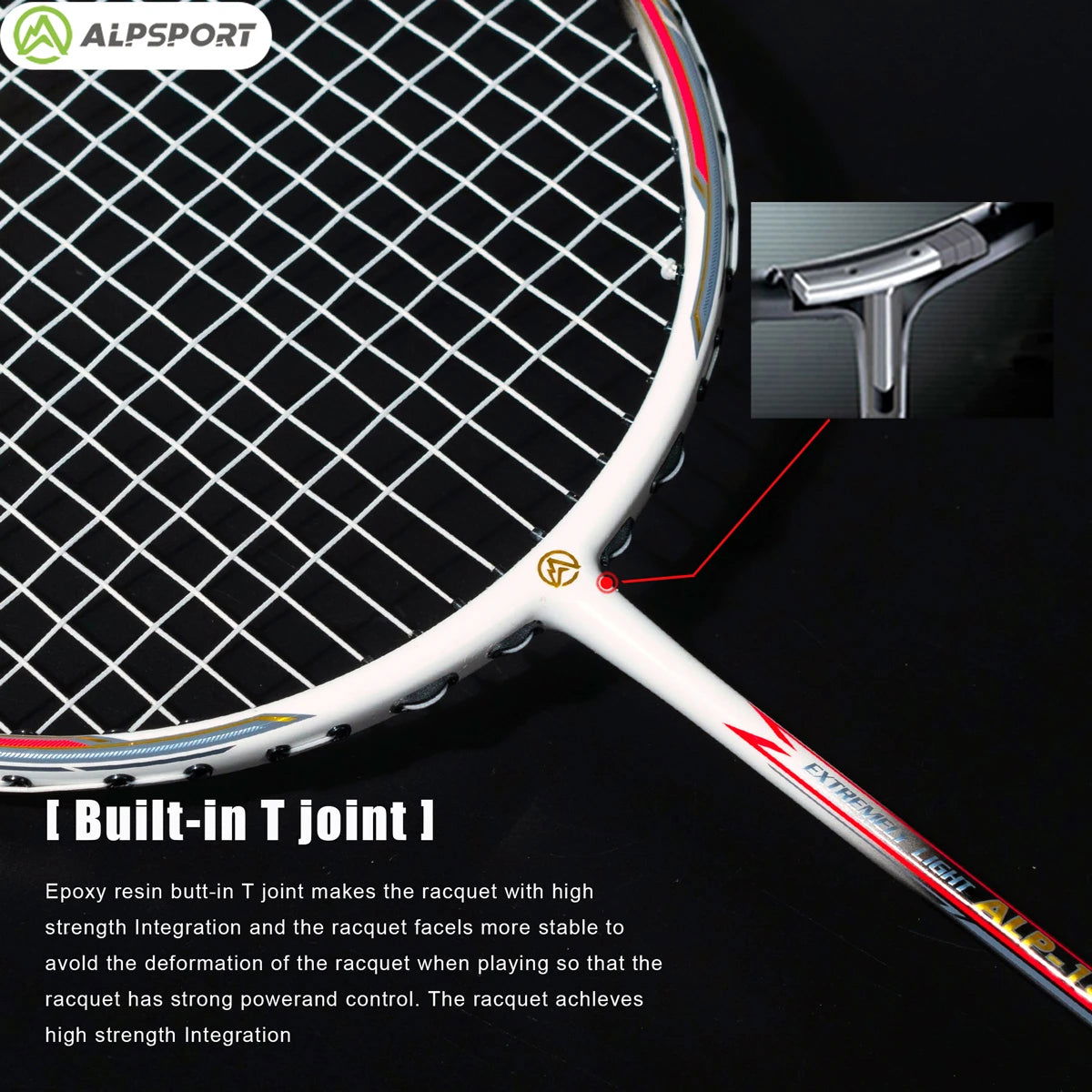 Alpsport AIR 10U  Ultralight 52g T800 Badminton Racket Fast rebound  Imported max 28lbs Carbon fiber + titanium badminton racket - Slobuy