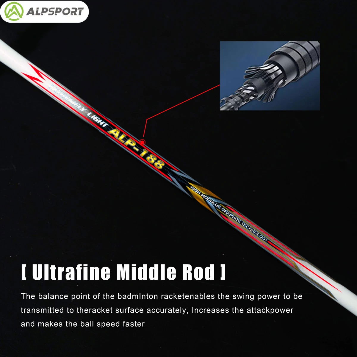 Alpsport AIR 10U  Ultralight 52g T800 Badminton Racket Fast rebound  Imported max 28lbs Carbon fiber + titanium badminton racket - Slobuy