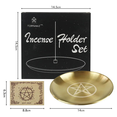 Altar Pentagram Plate Pagan Ritual Tray Crystal Decorative Jewelry Dish Metal Candle Holder Incense Burner Witchcraft Supplies - Slobuy