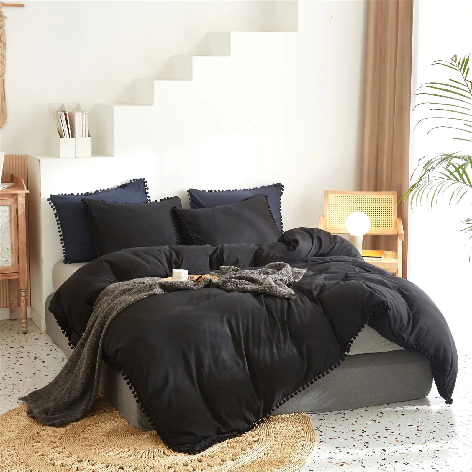 American Size Furball Tassel Duvet Cover Set Luxury King Queen Size Bedding Set Twin Full Quilt Covers Juego De Ropa De Cama - Slobuy