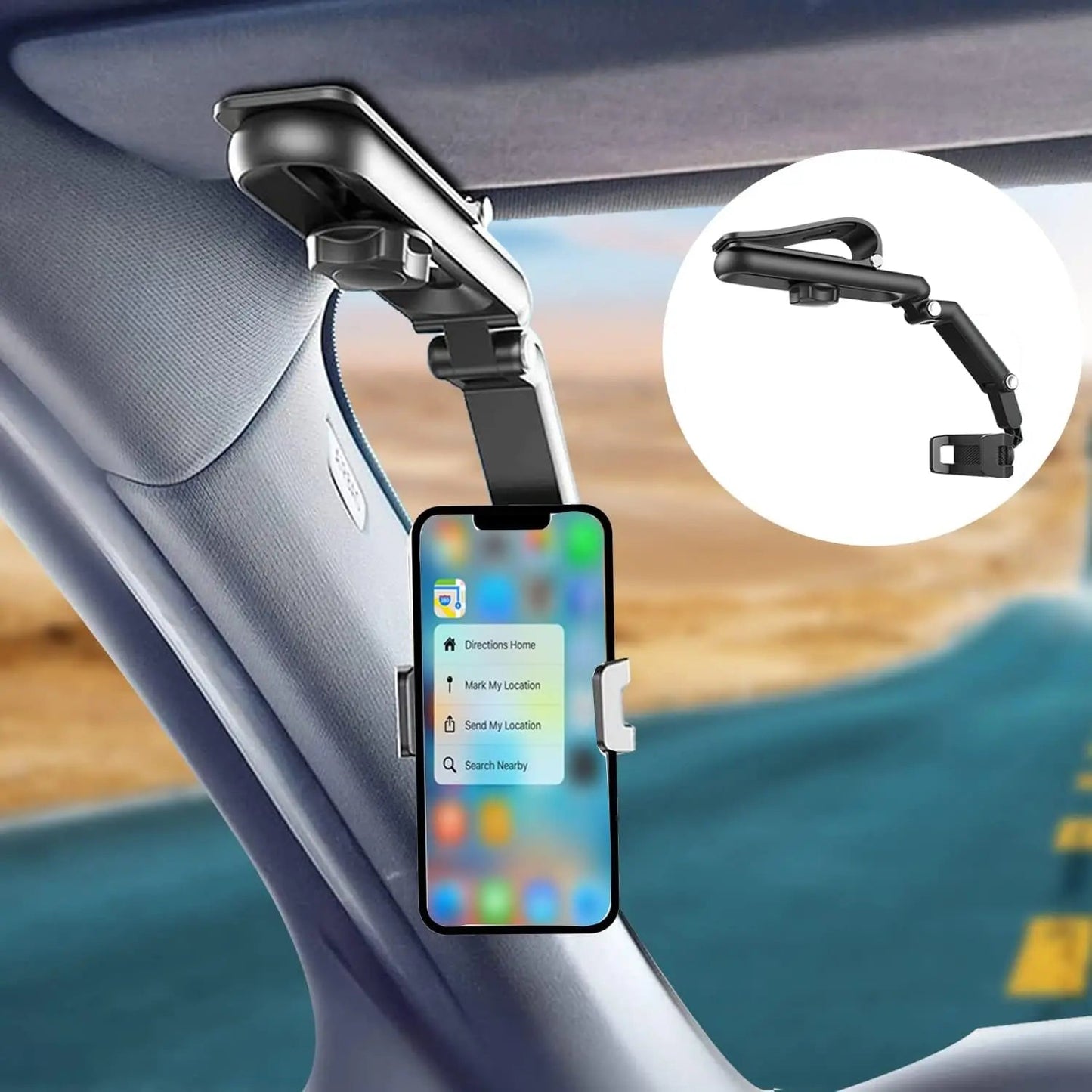 Sun Visor Phone Holder for Car Multifunctional 360° Rotating Sun Visor Cell Phone Holder with IPhone/Samsung/Android - Slobuy