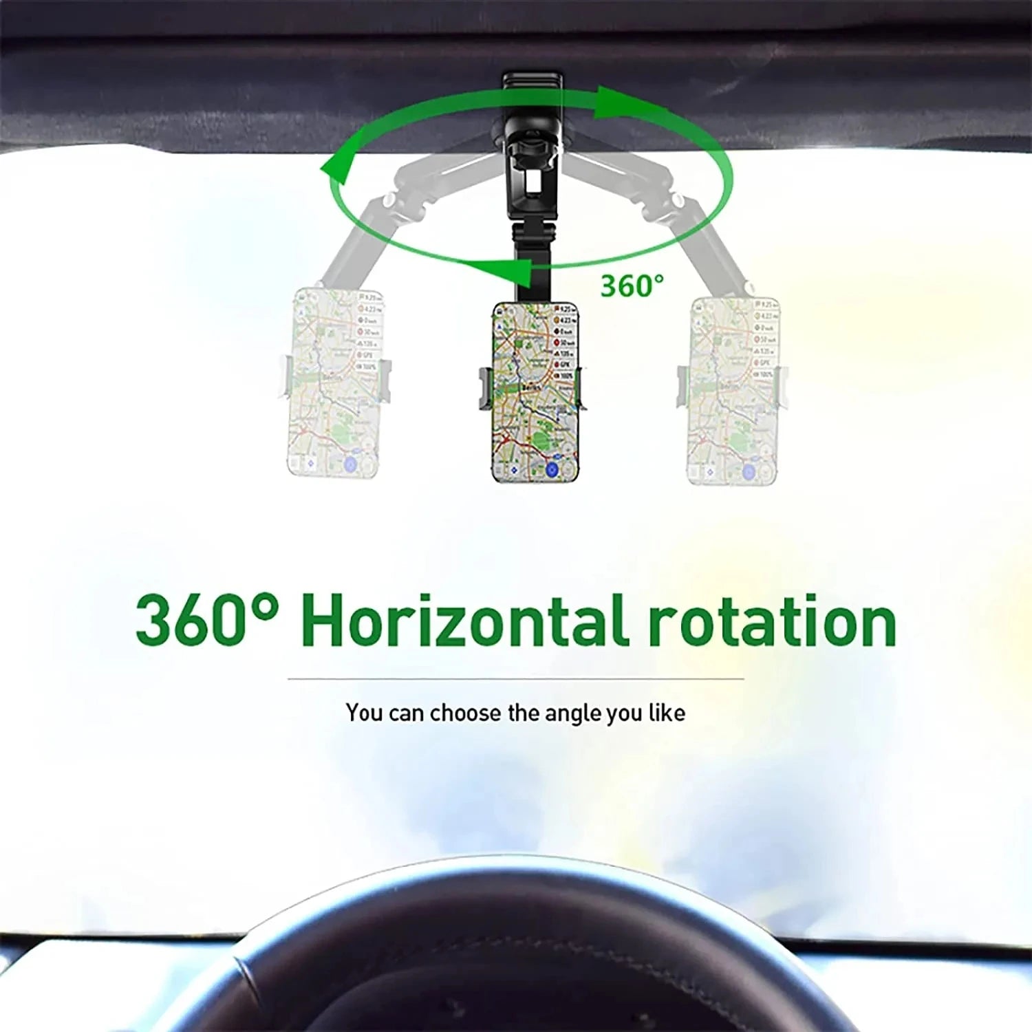 Sun Visor Phone Holder for Car Multifunctional 360° Rotating Sun Visor Cell Phone Holder with IPhone/Samsung/Android - Slobuy