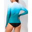 Anfilia Women Rashguard Long Sleeves Printed Crew Neck with Thumb Holes Surfing Shirt Skin-Friendly UPF 50+ Swimsuit - Slobuy