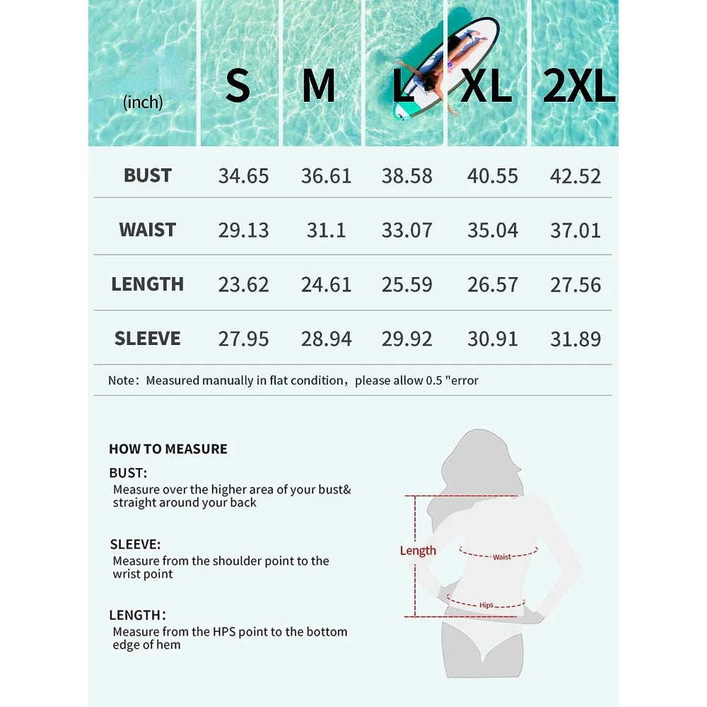 Anfilia Women Rashguard Long Sleeves Printed Crew Neck with Thumb Holes Surfing Shirt Skin-Friendly UPF 50+ Swimsuit - Slobuy