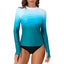Anfilia Women Rashguard Long Sleeves Printed Crew Neck with Thumb Holes Surfing Shirt Skin-Friendly UPF 50+ Swimsuit - Slobuy