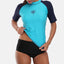 Anfilia Women Short Sleeve Rashguard Shirt Swimsuit Patchwork Swimwear Surfing Top Hiking Shirt Rash Guard UPF50+ - Slobuy