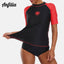 Anfilia Women Short Sleeve Rashguard Shirt Swimsuit Patchwork Swimwear Surfing Top Hiking Shirt Rash Guard UPF50+ - Slobuy