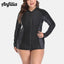 Anfilia Women's Rashgurd Top Plus Size Long Sleeves Zipper Swimming Shirts UPF50+ UV-Protection Rash Guard - Slobuy