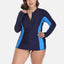 Anfilia Women's Rashgurd Top Plus Size Long Sleeves Zipper Swimming Shirts UPF50+ UV-Protection Rash Guard - Slobuy