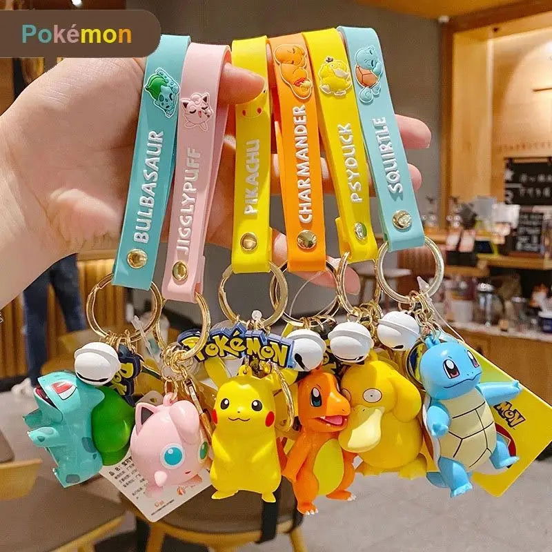 Anime Action Figure Pikachu Psyduck Charmander Snorlax Squirtle Bag Keyring Pendant Birthday Gifts Anime llaveros Keychain - Slobuy