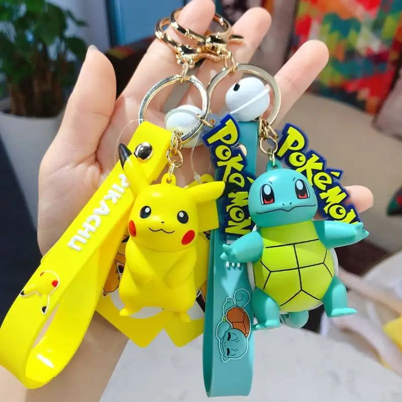 Anime Action Figure Pikachu Psyduck Charmander Snorlax Squirtle Bag Keyring Pendant Birthday Gifts Anime llaveros Keychain - Slobuy