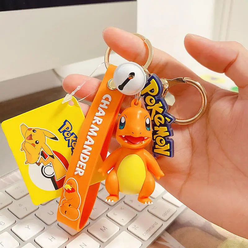 Anime Action Figure Pikachu Psyduck Charmander Snorlax Squirtle Bag Keyring Pendant Birthday Gifts Anime llaveros Keychain - Slobuy