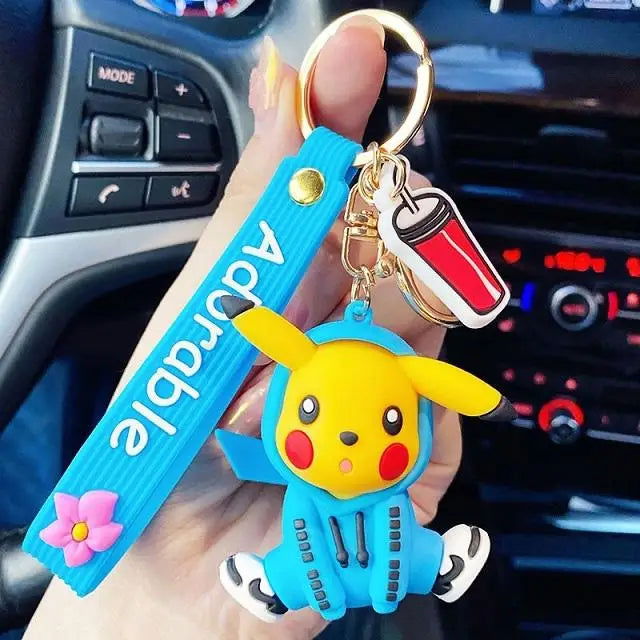 Anime Action Figure Pikachu Psyduck Charmander Snorlax Squirtle Bag Keyring Pendant Birthday Gifts Anime llaveros Keychain - Slobuy
