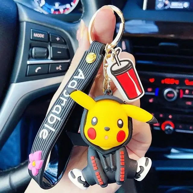 Anime Action Figure Pikachu Psyduck Charmander Snorlax Squirtle Bag Keyring Pendant Birthday Gifts Anime llaveros Keychain - Slobuy
