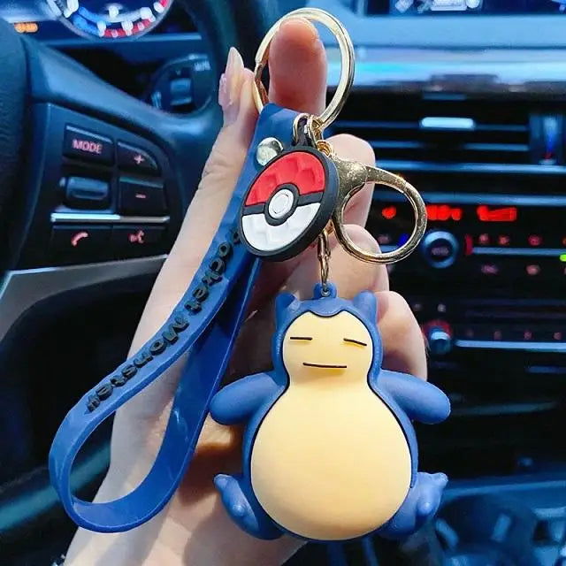 Anime Action Figure Pikachu Psyduck Charmander Snorlax Squirtle Bag Keyring Pendant Birthday Gifts Anime llaveros Keychain - Slobuy