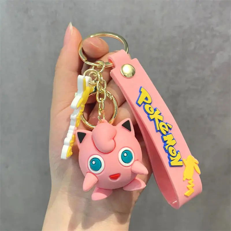 Anime Action Figure Pikachu Psyduck Charmander Snorlax Squirtle Bag Keyring Pendant Birthday Gifts Anime llaveros Keychain - Slobuy