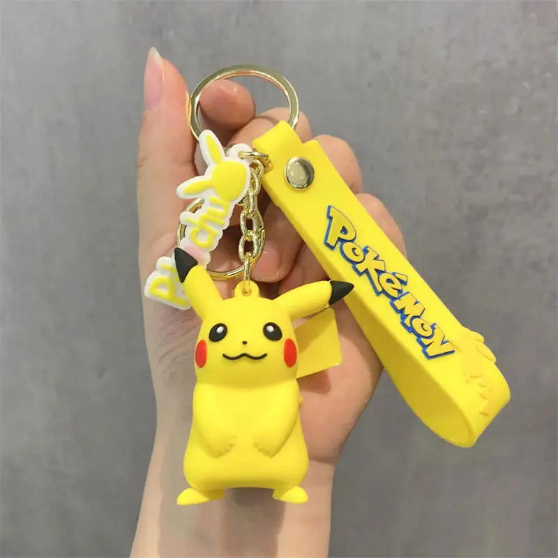 Anime Action Figure Pikachu Psyduck Charmander Snorlax Squirtle Bag Keyring Pendant Birthday Gifts Anime llaveros Keychain - Slobuy