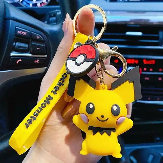 Anime Action Figure Pikachu Psyduck Charmander Snorlax Squirtle Bag Keyring Pendant Birthday Gifts Anime llaveros Keychain - Slobuy