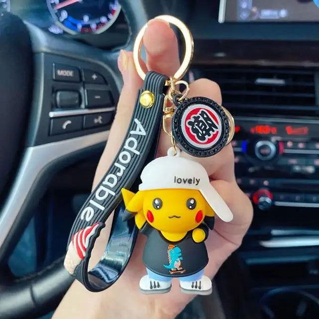 Anime Action Figure Pikachu Psyduck Charmander Snorlax Squirtle Bag Keyring Pendant Birthday Gifts Anime llaveros Keychain - Slobuy