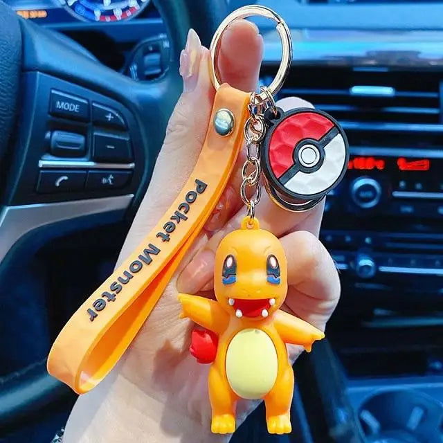 Anime Action Figure Pikachu Psyduck Charmander Snorlax Squirtle Bag Keyring Pendant Birthday Gifts Anime llaveros Keychain - Slobuy