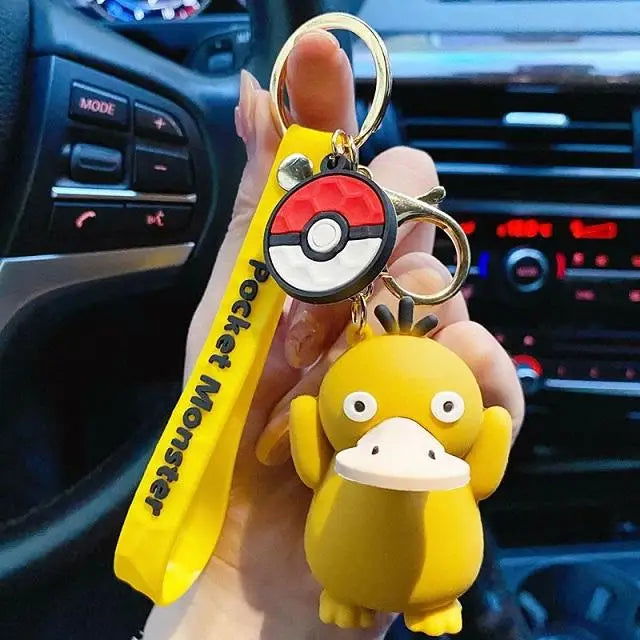 Anime Action Figure Pikachu Psyduck Charmander Snorlax Squirtle Bag Keyring Pendant Birthday Gifts Anime llaveros Keychain - Slobuy