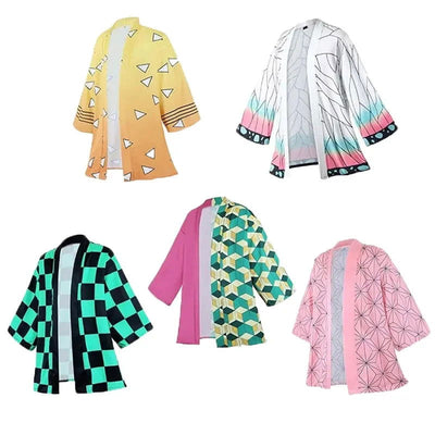 Anime Characters Kamado Tanjirou Cosplay Costume Pink Kamade Zezeko Kimono for Mens Women Summer Japanese Haori Kimono for Beach - Slobuy