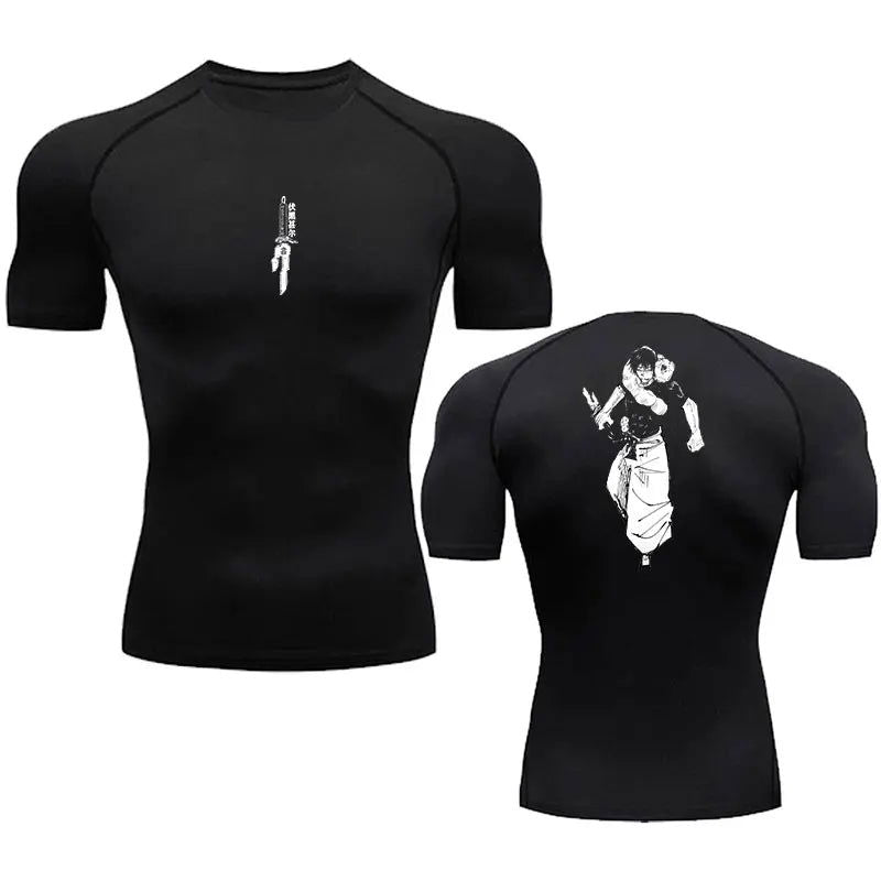 Anime Compression Shirt Men Print Breathable Football Fitness Tight Sportswear Althletic Quick Dry Rash Guard Gym Riding Tops - Slobuy