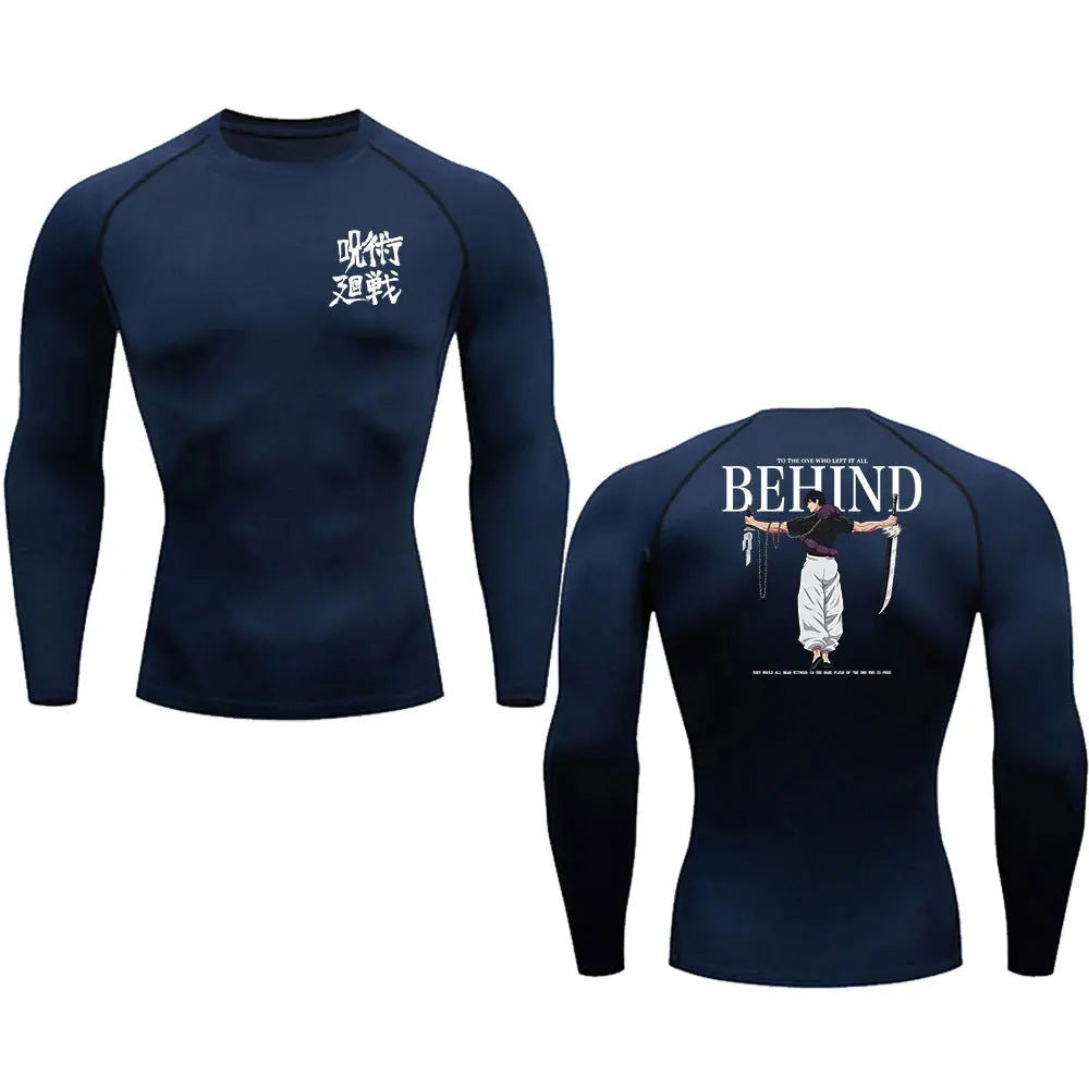 Anime Compression Shirt Men Print Breathable Football Fitness Tight Sportswear Althletic Quick Dry Rash Guard Gym Riding Tops - Slobuy