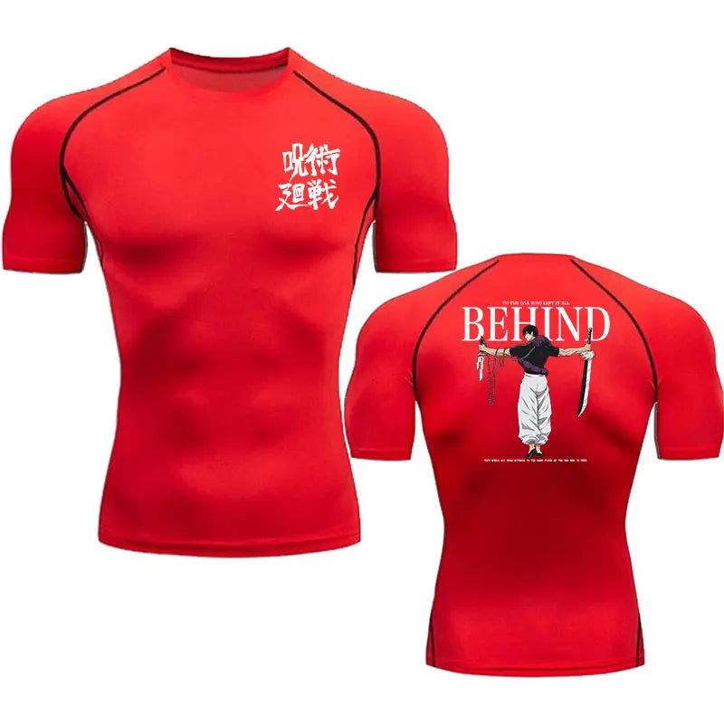 Anime Compression Shirt Men Print Breathable Football Fitness Tight Sportswear Althletic Quick Dry Rash Guard Gym Riding Tops - Slobuy