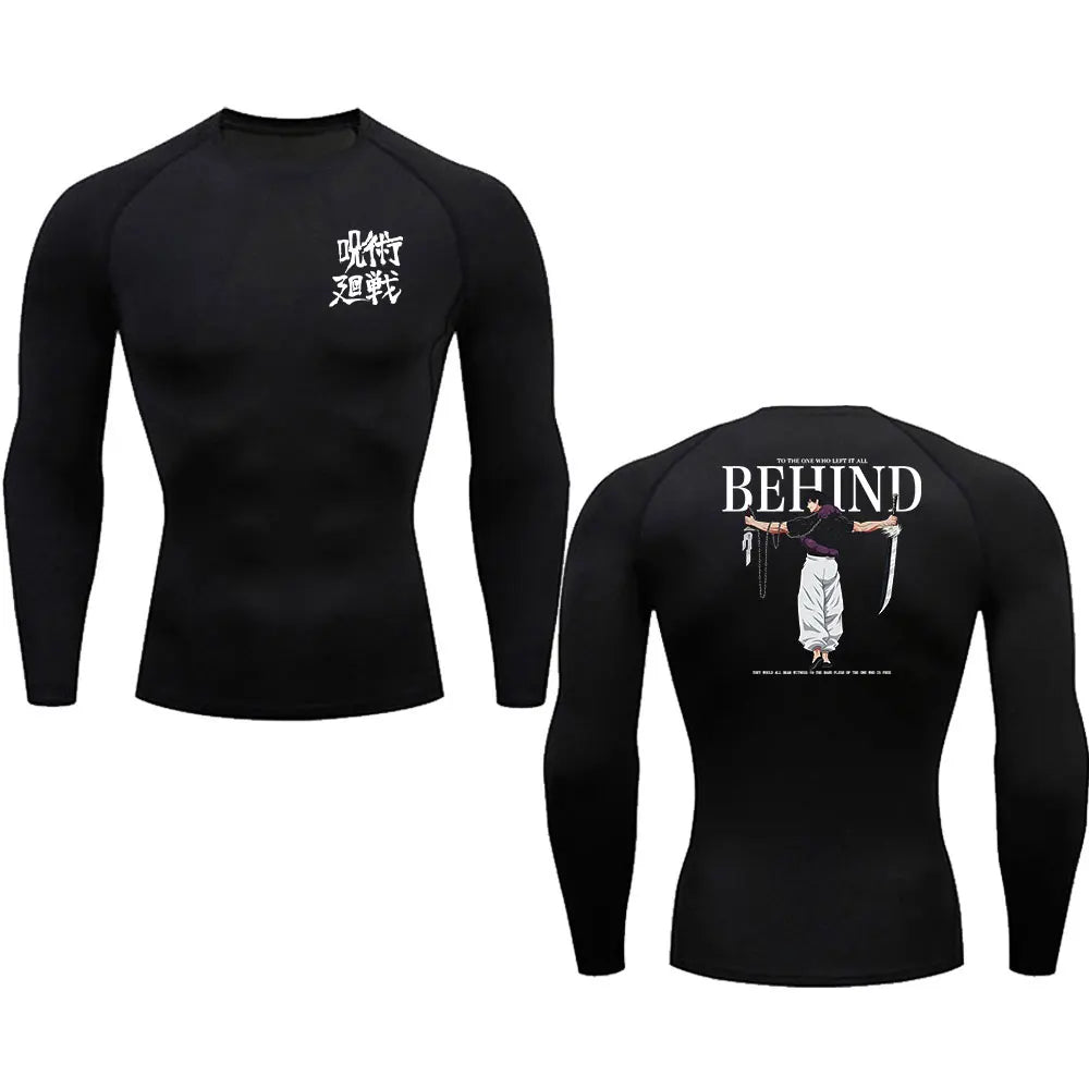 Anime Compression Shirt Men Print Breathable Football Fitness Tight Sportswear Althletic Quick Dry Rash Guard Gym Riding Tops - Slobuy