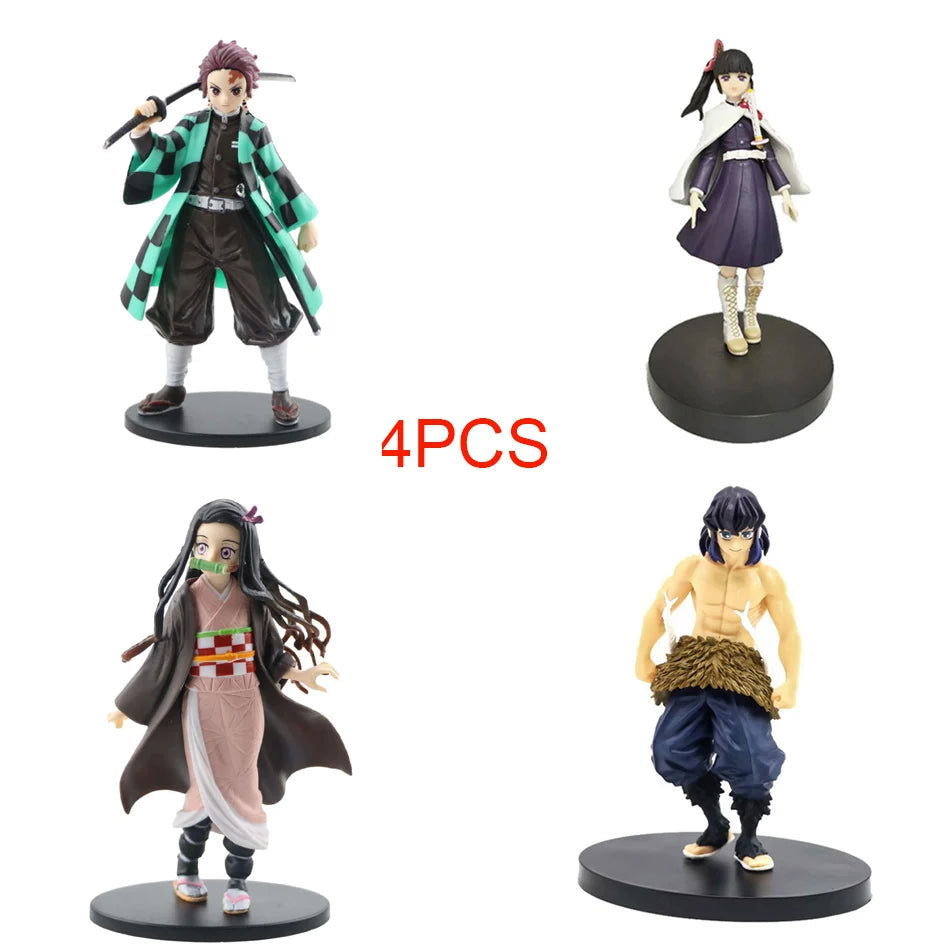 Anime Demon Slayer Figure Kamado Tanjirou Nezuko Action Figures PVC Model Toys Zenitsu Figurine Inosuke Kimetsu No Yaiba Figura - Slobuy
