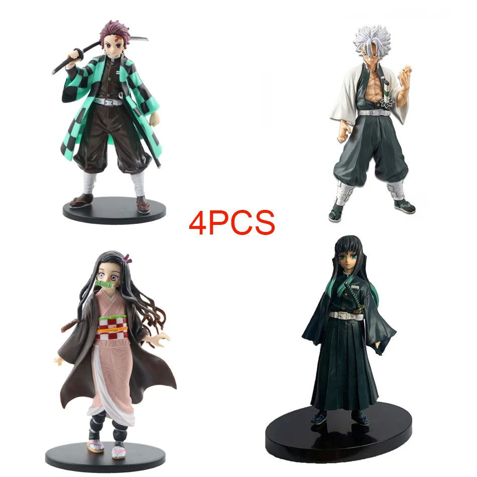 Anime Demon Slayer Figure Kamado Tanjirou Nezuko Action Figures PVC Model Toys Zenitsu Figurine Inosuke Kimetsu No Yaiba Figura - Slobuy
