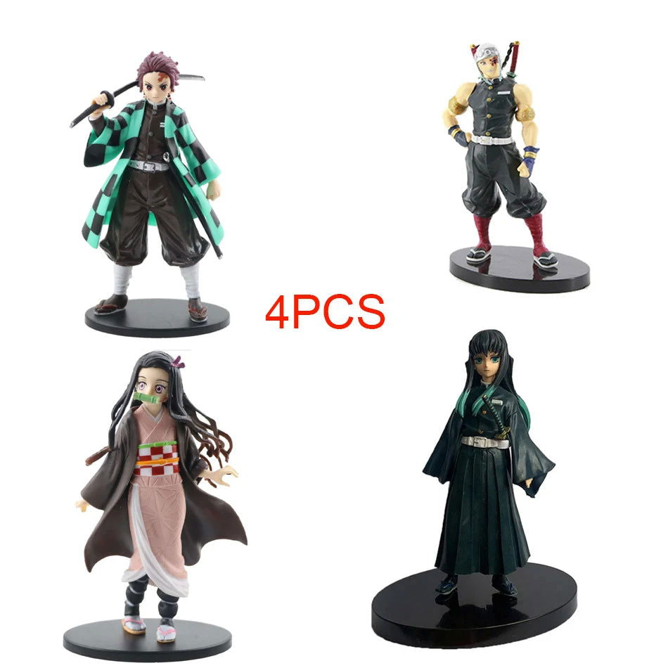 Anime Demon Slayer Figure Kamado Tanjirou Nezuko Action Figures PVC Model Toys Zenitsu Figurine Inosuke Kimetsu No Yaiba Figura - Slobuy