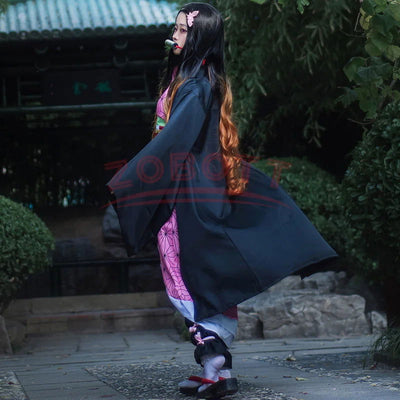 Anime Demon Slayer Nezuko Cosplay Costume Kimono Kimetsu No Yaiba Kamado Nezuko Costume Wig Womens Girls Kimono Uniform Clothes - Slobuy