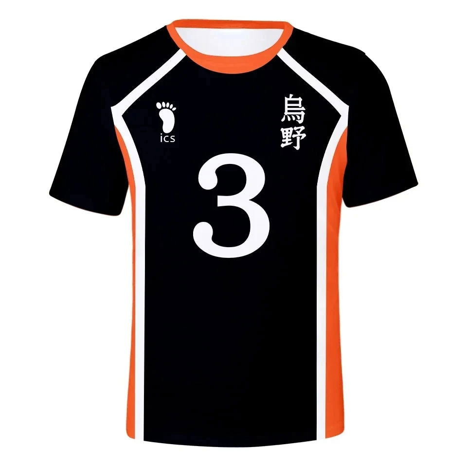 Anime Haikyuu Cosplay Men T-Shirt Karasuno High School Hinata Shoyo Kageyama Tobio Volleyball Uniform Funny Tshirts Boy Clothing - Slobuy