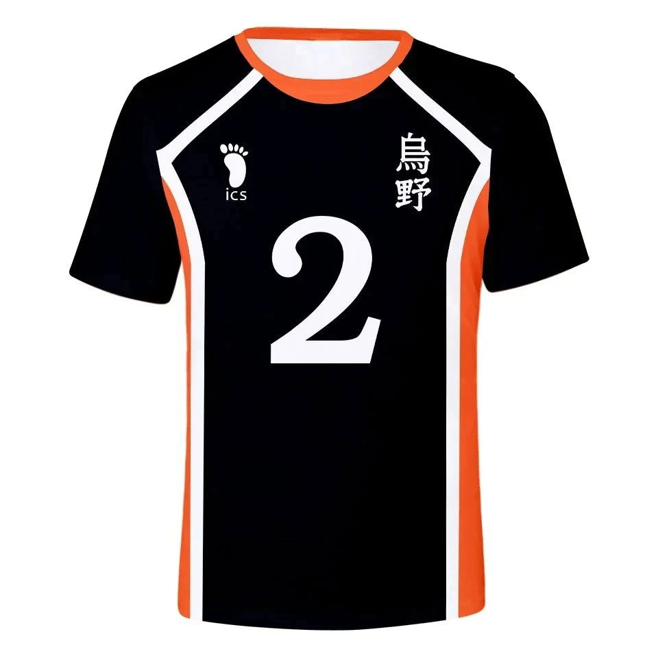 Anime Haikyuu Cosplay Men T-Shirt Karasuno High School Hinata Shoyo Kageyama Tobio Volleyball Uniform Funny Tshirts Boy Clothing - Slobuy