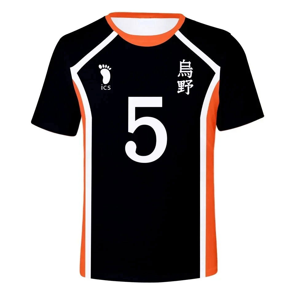 Anime Haikyuu Cosplay Men T-Shirt Karasuno High School Hinata Shoyo Kageyama Tobio Volleyball Uniform Funny Tshirts Boy Clothing - Slobuy
