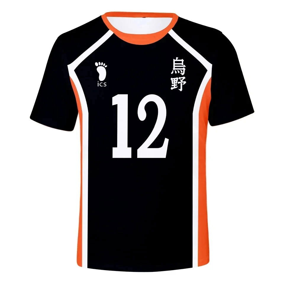 Anime Haikyuu Cosplay Men T-Shirt Karasuno High School Hinata Shoyo Kageyama Tobio Volleyball Uniform Funny Tshirts Boy Clothing - Slobuy