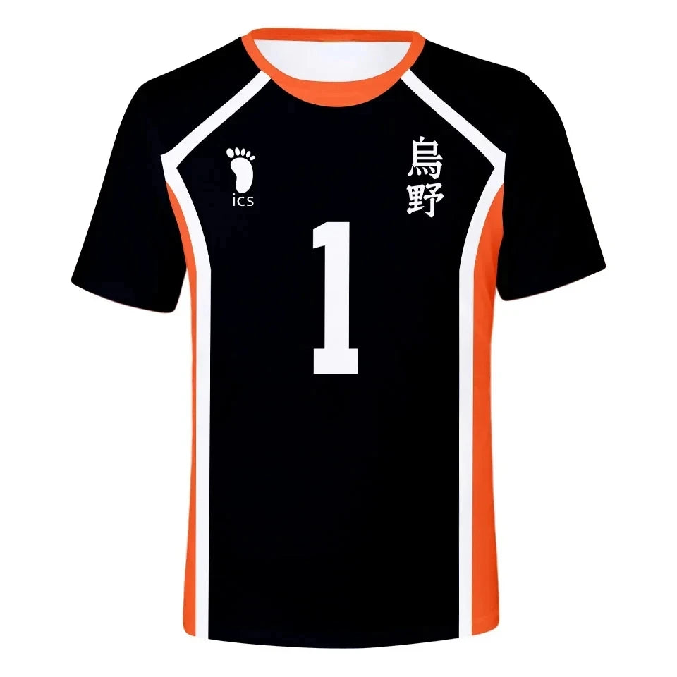 Anime Haikyuu Cosplay Men T-Shirt Karasuno High School Hinata Shoyo Kageyama Tobio Volleyball Uniform Funny Tshirts Boy Clothing - Slobuy