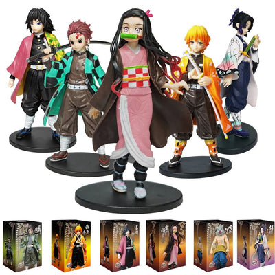 Anime Kamado Tanjirou Nezuko Demon Slayer Figure Action Figures PVC Model Toys Zenitsu Figurine Inosuke Kimetsu No Yaiba Figura - Slobuy