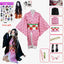 Anime Nezuko Cosplay Costume Kimono Devil Hunter Kamado Nezuko Costume Wig Womens Girls Kimono Uniform Clothes - Slobuy