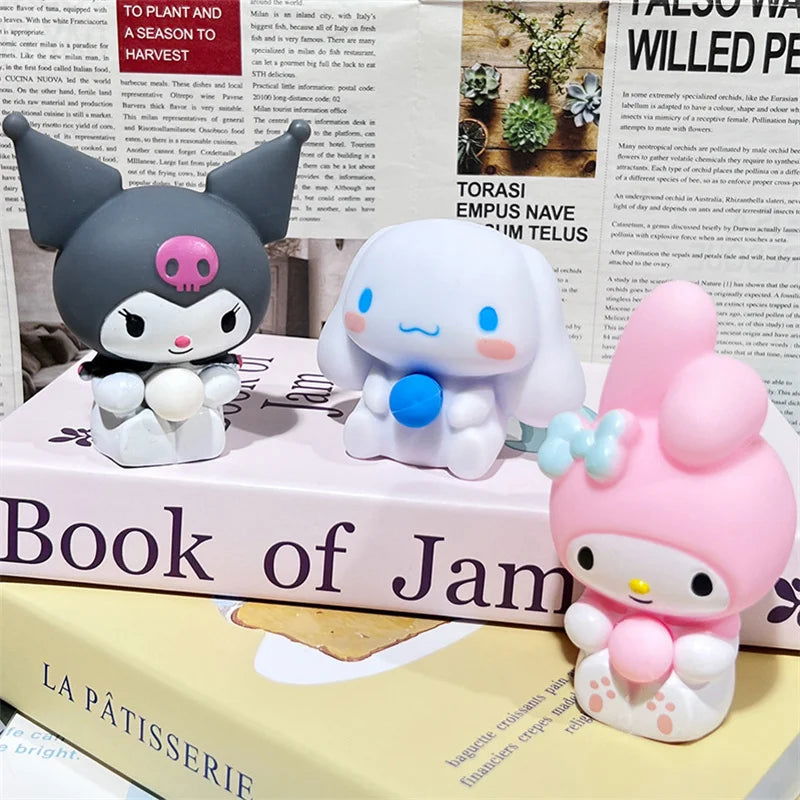 Anime Sanrio Blow Bubbles Doll Kuromi My Melody Cinnamoroll Stress Vent Relief Cartoon Hand Pinch Toy Kawaii Soft Ornament Gift - Slobuy