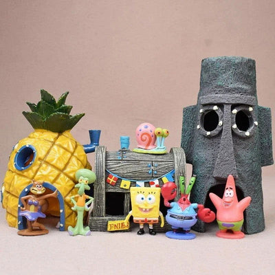 Anime Spongebobs Action Figures Cartoon Mini Dolls Fish Tank Decoration Landscaping Aquarium Accessories Boys Birthday Gifts - Slobuy
