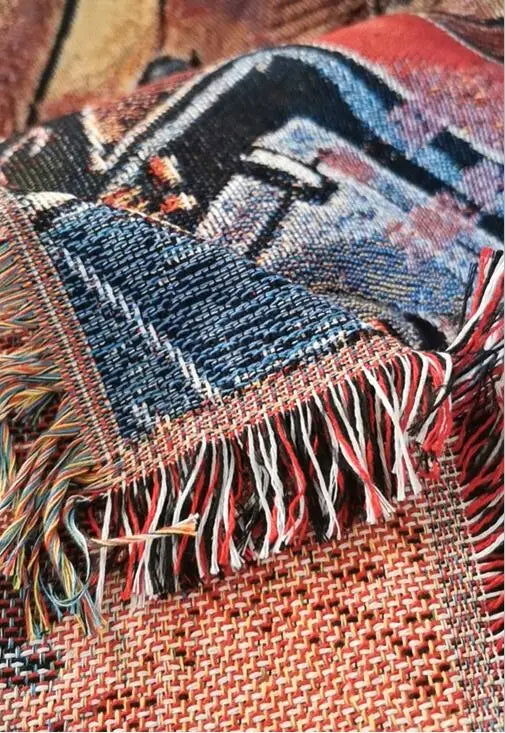 Anime Throw Handmade Woven Blanket Tapestry Bedspread Outdoor Camp Beach Towels Sofa Chair Cover Mat Rug Tassel - Slobuy