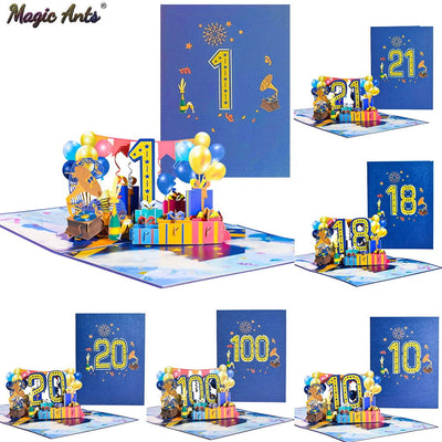 Anniversary Card, Pop Up 1st 18th 21th Birthday Card, Anniversary Number Greeting Cards for Wedding Wife Husband Girlfriend - Slobuy