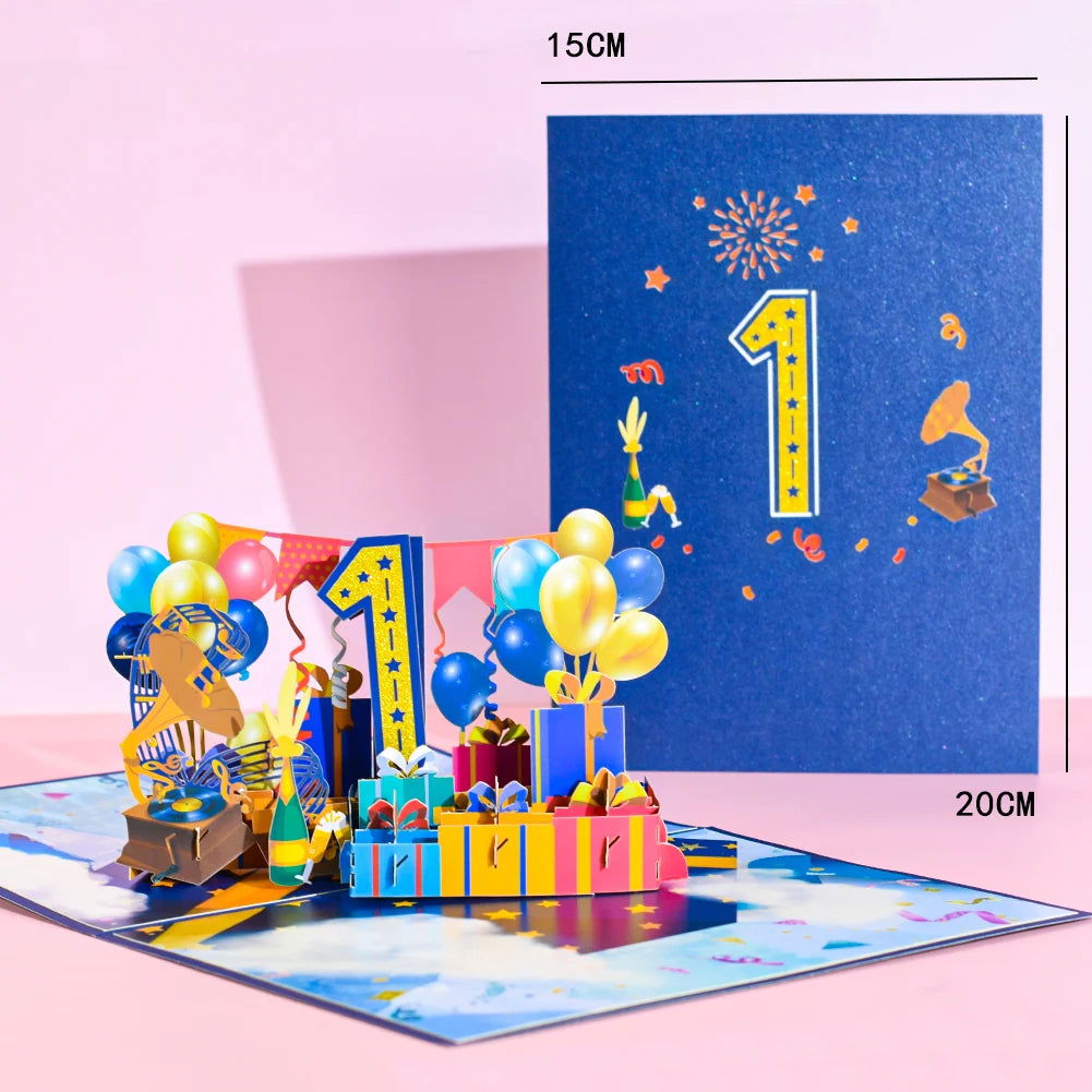 Anniversary Card, Pop Up 1st 18th 21th Birthday Card, Anniversary Number Greeting Cards for Wedding Wife Husband Girlfriend - Slobuy