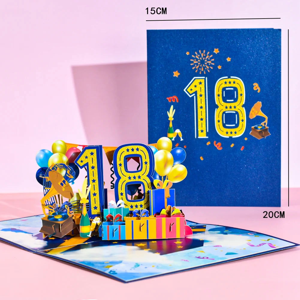 Anniversary Card, Pop Up 1st 18th 21th Birthday Card, Anniversary Number Greeting Cards for Wedding Wife Husband Girlfriend - Slobuy